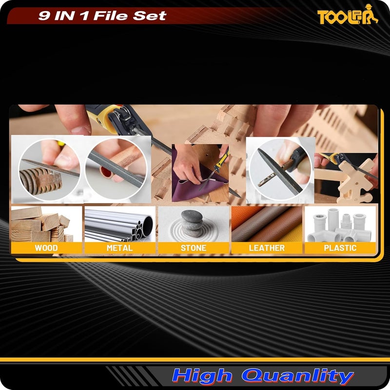 TOOLAN 8-In-1 Needle File & Saw Set With Storage box, 6 pcs Small Diamond Files, for Metal, Jewlers, Wood, Leather and Plastic, Ergonomic Designed Handle With Quick Change Mechanism - Image 3